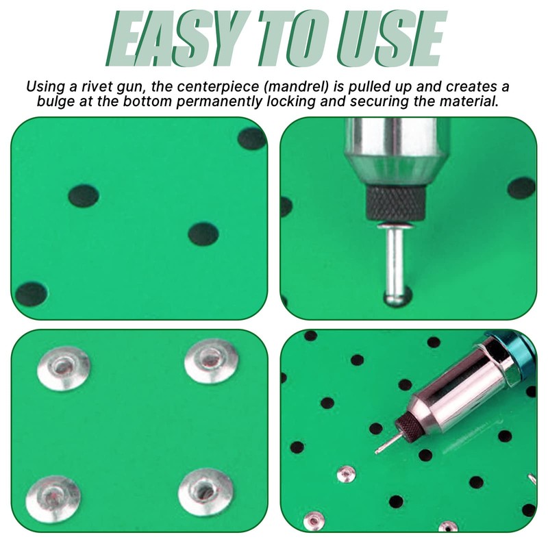 Keadic 200Pcs 4 Sizes 1/8" Aluminum Large Flange Blind Rivets