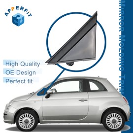 APPERFiT Fiat 500 Door Mirror Flag Cover Molding (Gloss Black) Left Driver & Right Passenger Side Compatible with 2012-2019 Fiat 500 Replaces 1SH17KX7AA 1SH16KXAA