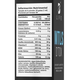 Mezcla de Zeolita, Vit C, MSM Gotas 60 ml para 60 días. Ingredientes naturales. Adicionado con Zinc y Selenio. Mtls B Life.