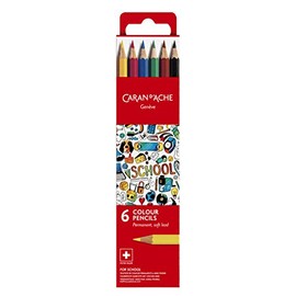 Caran D'Ache hobby 6 water resistant colouring pencils in assorted colours