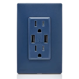 Leviton Navy Blue USB Outlet Kit 15A Renu
