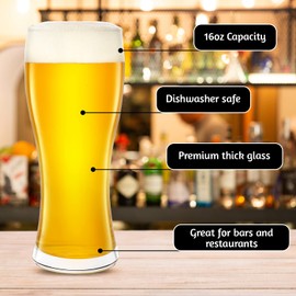 Kitchen Lux 16oz Beer Glasses, Craft Beer Glasses Set of 6 Pint Glass. Beer Mug, IPA Beer Glass, Pint Glasses, Pub Pint Glass, Beer Cup, Beer Pint Glasses Set of 6, Pilsner Beer Glasses, Gifts For Men