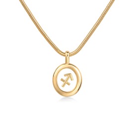 PAVOI 14K Yellow Gold Plated Floating Astrology Pendant Necklace for Women | Horoscope Layered Necklace | Zodiac Necklace Gifts | Sagittarius Necklace