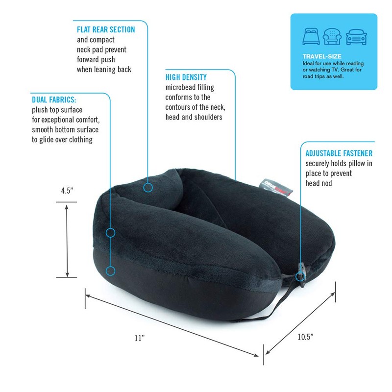 ObusForme Microbead Travel Neck Pillow|Adjustable|for Neck, Head and Shoulder Support
