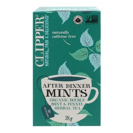 Clipper Tea Organic After Dinner Mints Double Mint and Fennel Herbal Tea, Pure Natural Ingredients, Fairtrade Tea, Non-GMO, Biodegradable and Compostable Tea Bags, 38g - 20 Tea Bags