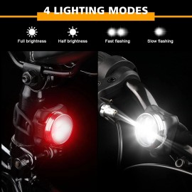 Ascher Rechargeable Bike Light Set, Super Bright Front & Rear LED Lights,  Waterproof