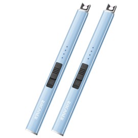RAYONNER Rechargeable Electric Candle Lighter Windproof Plasma Arc Lighter for Deep Jars, BBQ Camping Flameless Fire Starter Christmas Stocking Stuffers Gift (Sierra Blue, Pack of 2)