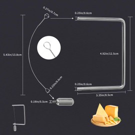 4 Pcs Cheese Slicer Wire Replacement For Marble Cheese Slicer Board,Cheese Cutter Wire for Block Cheeses Butter Cutting,Silver(Cheese cutting wire with frame)