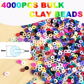 4000Pcs Camel Clay Beads for Bracelets Making 6mm Polymer Heishi Round Clay Bead Flat Spacer for DIY Jewelry Earrings Crafts