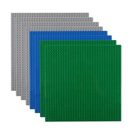 Reenwee 8 Packs of Classic Base Plates, 10 x 10 Inch with 32 x 32 Studs, Building Blocks Base Plate, Square Base Plates, 32 x 32 Building and Durable and Stable Scoreboard, Green/Blue/Grey