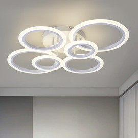 ZUYURT Modern LED Ceiling Light, 6 Rings Flush Mount Ceiling Lighting Fixtures, White LED Ceiling Lamp for Kitchen, Living Room, Bedroom, Laundry Room, 4000K