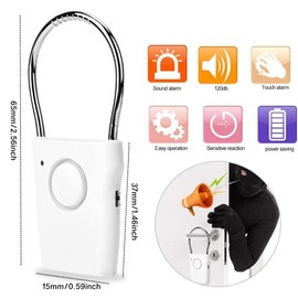 Door Handle Alarm Window Sensor Alarm 120dB Door Alarm for Home Security Touching Vibration Triggered Security Alarm for Travel Hotel Apartment Home Security