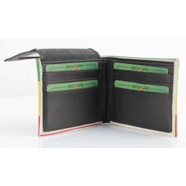 Lion of Judah Rasta Flag Design Handcrafted Wallet BI-Fold Vegan Leather