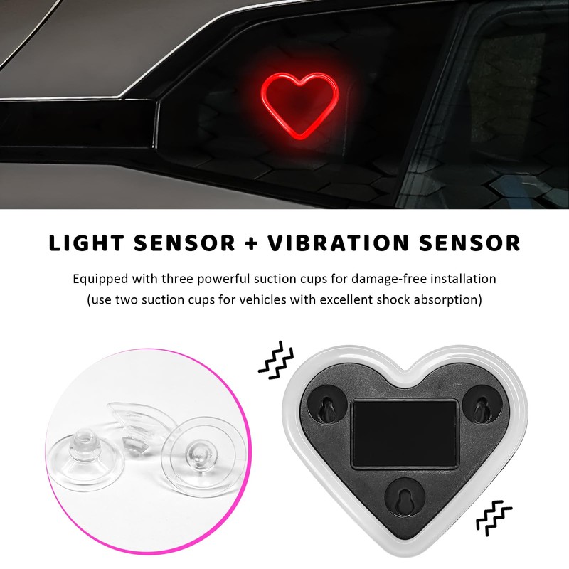 Sun Walker Heart-Shaped Car LED Ambient Light, Solar-Powered Love Heart