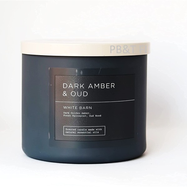 Bath & Body Works, White Barn 3-Wick Candle w/Essential Oils - 14.5 oz - 2022 Spring Scents! (Dark Amber & Oud)
