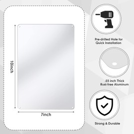 Therwen 6 Pcs 10'' x 7'' x 0.03'' White Sign Blanks Aluminum Signs Metal for Outdoor Birthday Parking Yard Office Garage Business Rent Workplace Home Guidepost Delivery Decoration