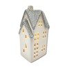DARO DEKO Ceramic LED House Light House Silver Glitter Set