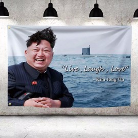 ENMOON Kim Jong Un Live Laugh Love Banner Flag 3x5Feet College Dorm Decor Wall Tapestry