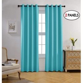Miuco Blackout Curtains Room Darkening Curtains Textured Grommet Window Curtains for Living Room 2 Panels 52x84 Inch Long Turquoise