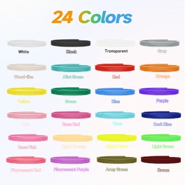 Lambluefly 3D Stift Zubehör PLA, 24 Farben, Je 5M Insgesamt 120M, 3D Stift Filament mit Vorlagen & Silikon-Fingerhülle, Filament 3D Stift 1,75 mm, 3D Stift Filapen für MYNT3D, SCRIB3D, ODRVM, Tecboss