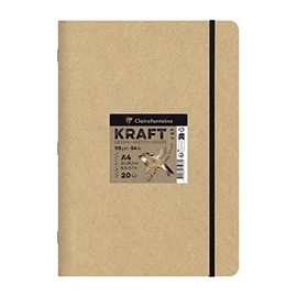 Clairefontaine 975938C - Sketchbook Kraft Natural DIN A4 21 x 29.7 cm, stapled, 20 Sheets 115 g, Ideal for Multi-Techniques, 1 Sketch Book