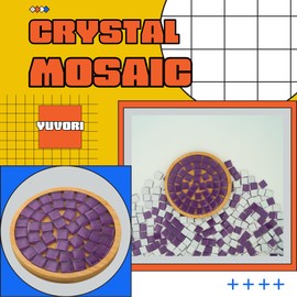 Yuvori 0.5kg Square Crystal Mosaic Tiles 1cm DIY for Bathroom, Living Room, Kitchen, Balcony (Purple)