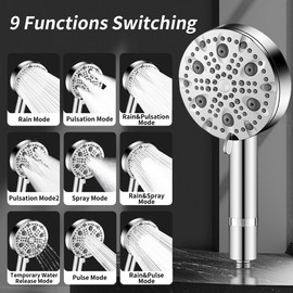 SELLO Filtered Shower Head with Handheld, High Pressure 9 Modes Handheld Shower Head, 5'' Chrome Detachable Showerhead Set with 59 Inch Stainless Steel Hose and Adjustable Showerhead Holder