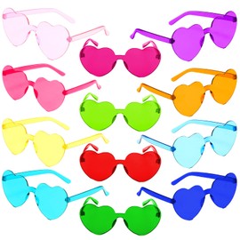 LIULIUBTY Heart Shaped Sunglasses Rimless Colorful Heart Glasses Bachelorette Party Favors (Mixed Color B)