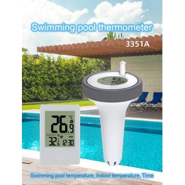 Bath Thermometer,Wireless Floating Pool Thermometer, Water Temperature Thermometer, Indoor Monitor Outdoor Pool Thermometer for Swimming Pool Whirlpool Spas Hot Tub Bath