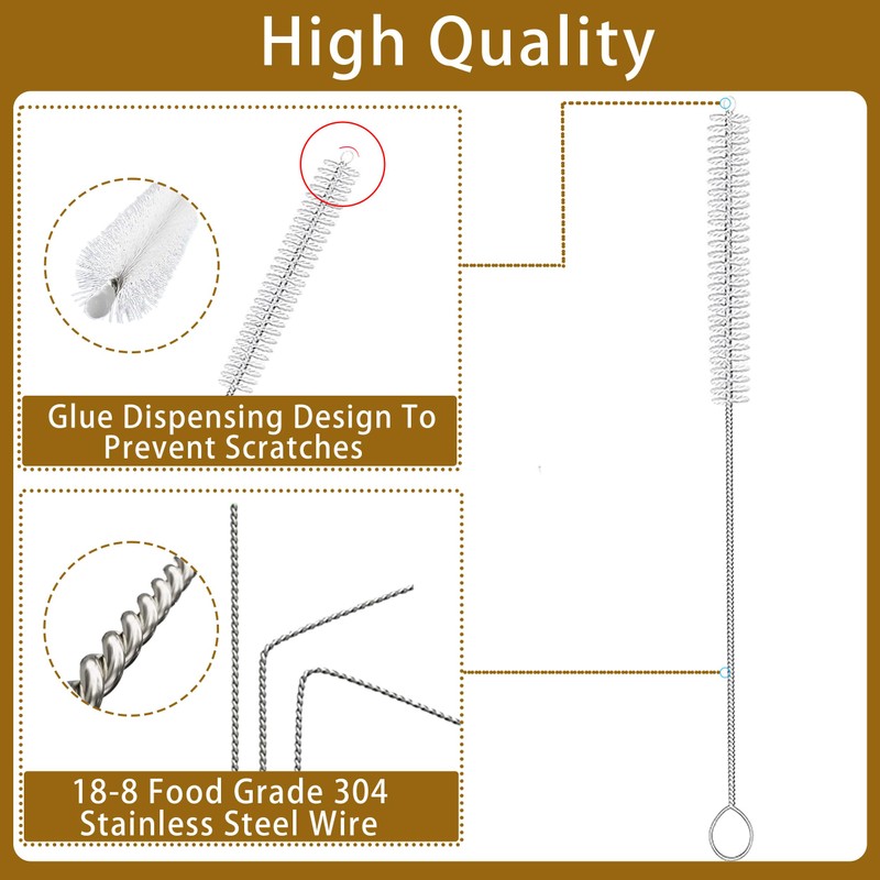 CIDYAUST Straw Cleaner Brush Extra Long 12 Inch, Pipe Cleaner