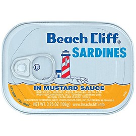 BEACH CLIFF Sardines In Mustard Sauce, Wild Caught, High Protein Food, Keto Food and Snacks, Gluten Free Food, High Protein Snacks, Canned Food, Bulk Sardines, 3.75 Ounce Cans (Pack of 12)