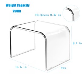 BOPKOWI Acrylic Step Stool,Acrylic Stool,Acrylic Small Step Stool,Clear Foot Stool,Clear Acrylic Footstool with Non-Slip for Bathroom,Holds Up to 250lbs (with Non-Slip Stool, Pack of 1)