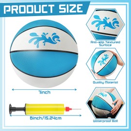 Soulchen 9 Inch Water Basketball Swimming Pool Basketball Inflatable Waterproof Water Ball with Pump Rubber Pool Ball for Teens Adults Indoor Outdoor Summer Lake Game Party Favors