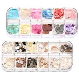 ESJNNK Seashell Nail Parts, 24 Colors, Natural Nail Stone Parts, Tip, Nail Art, Shell Style, Polarized Colors, Abalone Shells, Shell Parts, Shell Big Shell