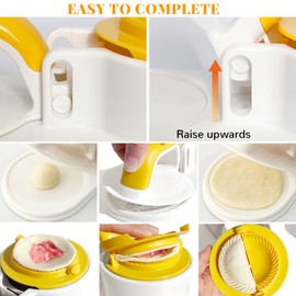 3 In 1 Dumpling Maker Press Kitchen Empanada Maker Press Baozi Bun Mold Manual Pastry Dumpling Wrapper Machine for Chinese Food, Empanada, Ravioli, Pierogi, Hand Pie (White)