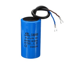 YOKIVE 35uF CBB60 Running Capacitor, Run Capacitor with 2 Wires, AC 450V Start Up Motors, Great for Air Compressors, Pumps (Blue, 90x50mm)