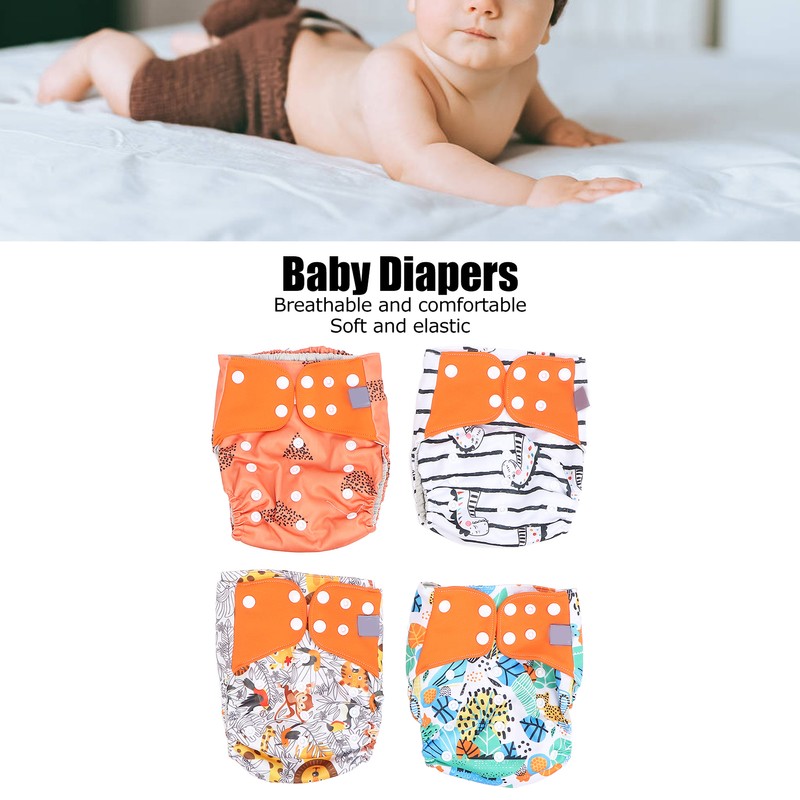 4 Packs Washable Baby Diapers Breathable Mesh Baby Cloth Nappy