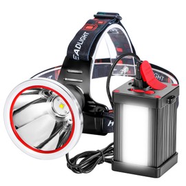 Kitness Powerful Separation LED Headlamp Portable Rechargeable Multifunction Headlight with External Side Light for Camping Hunting Fishing Outdoor (Yellow Light)