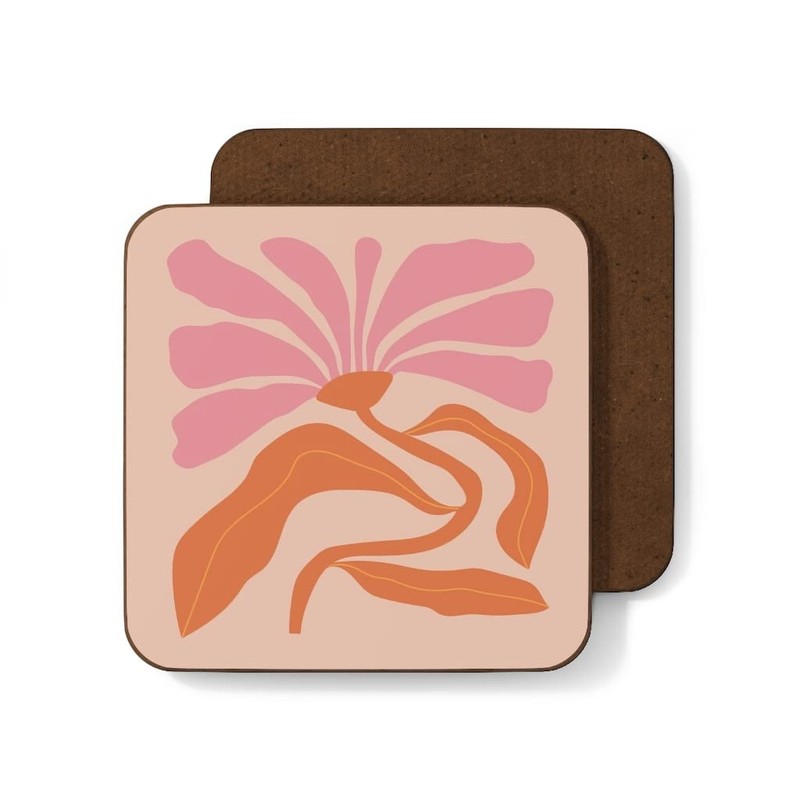 4 Coaster Set Retro Flowers 60s 70s Vintage Inspired