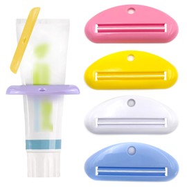 EYBDYB 4PCS Toothpaste Tube Squeezer – Plastic Toothpaste Dispenser & Holder for Bathroom – Hanging Clip Design for Toothpaste, Cream, Cosmetics & Paint – Reusable & Space-Saving (Colorful)