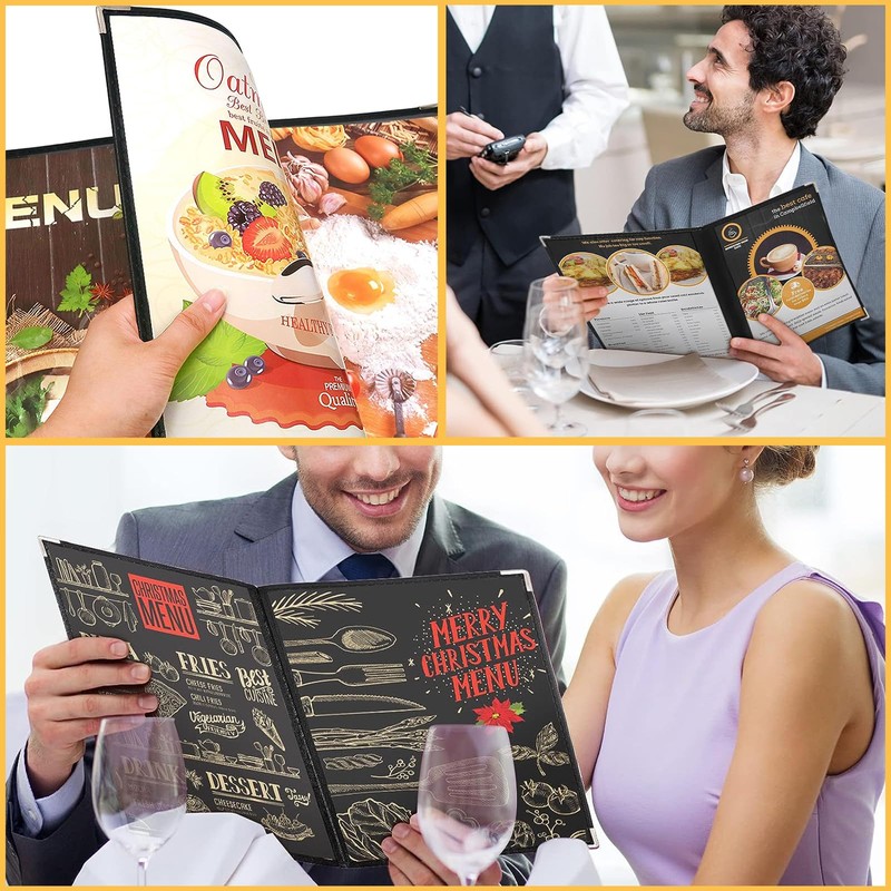 DMSELL 5Pcs A4 Double Fold Menu Covers 2 Page 4