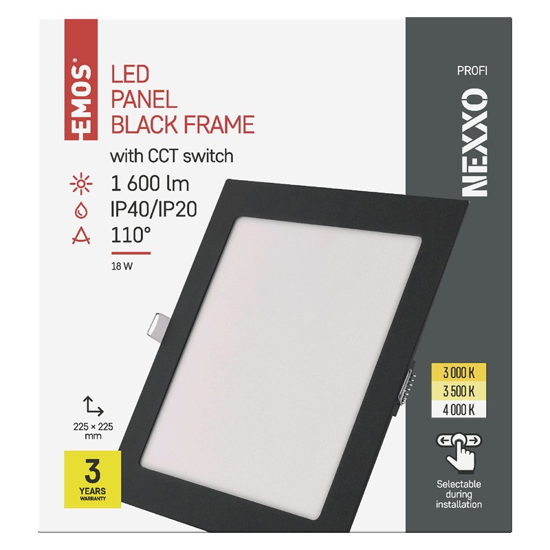 EMOS LED Panel 18 W Square 1600 lm Recessed Ceiling