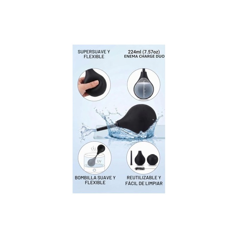 Enema Ducha XL 220 ml de Silicona Suave y Flexible