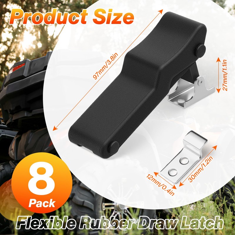 Mudder 8 Pcs Flexible Rubber Draw Latch, Front Storage Rack