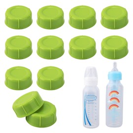 12pcs Travel Bottle Caps for Dr. Brown's & Medela Narrow Bottles, Leak-Proof BPA Free Bottle Caps with Sealing Gasket Bottle Lids Replacement Parts Ideal Bottle Accessories(Green)