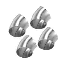 Partuto 4 Pcs OD 2 Inch 45 Degree SS304 Stainless Steel Bend Tube Exhaust Elbow Pipe for Car Modified Exhaust System 2" Piping Silver Tone Durable Material Replacement