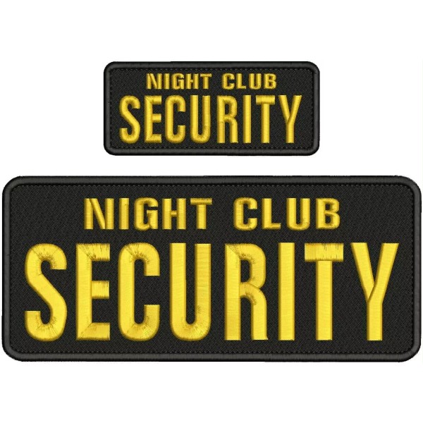 NIGHT CLUB SECURITY embroidery patches 4x10 and 2x5 hook on