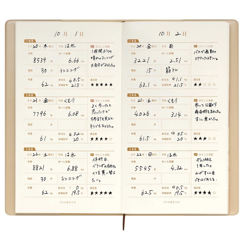 3 year walking diary