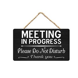 RIFOSA Meeting in Progress Sign Do not Disturb Sign Wood Sign for Front Door Door Hanger Office Sign Business Sign 15x30cm/6x12 inch