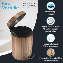 Sanilo Cosmetic Bin 3 L with Soft-Close Mechanism, Many New Bathroom Bins to Choose From, Waste Bin with Inner Container for Any Bathroom (Maritime)